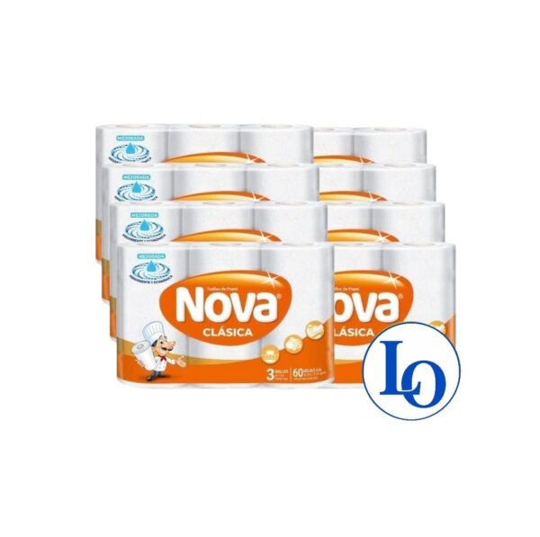 Manga Toalla Papel Nova Clásica 3 Rollos de 60 Hojas Mejorada