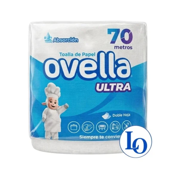 Toalla Papel Ovella Ultra Absorción Doble Hoja 70 metros